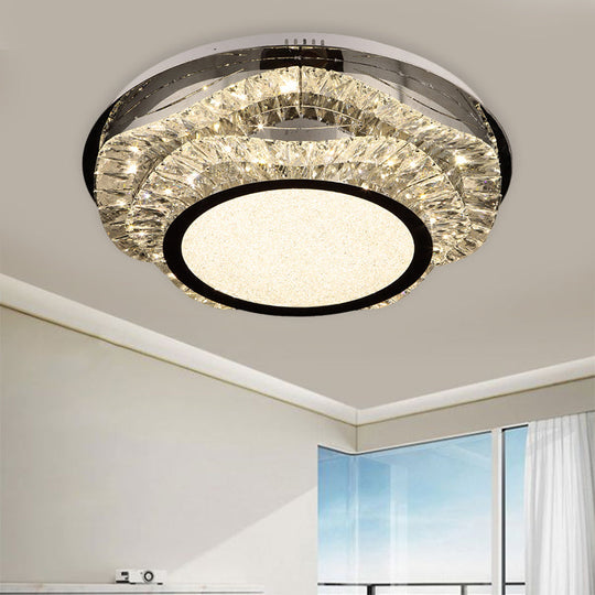 Modern Crystal Scalloped Flush Mount Led Ceiling Light In Chrome Finish