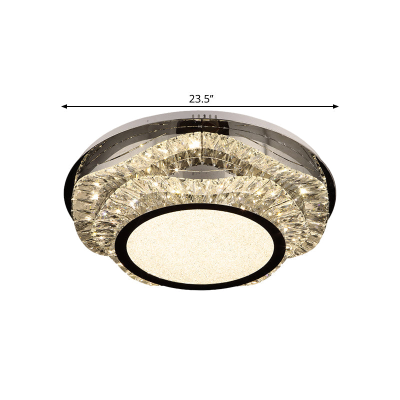 Modern Crystal Scalloped Flush Mount Led Ceiling Light In Chrome Finish