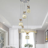 Stylish Crystal Hanging Lamp With Led Multi Light Pendant For Dining Room - Modern Cylinder Design
