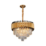 Postmodern Gold Crystal Layered Chandelier - 4/6 Lights Down Lighting Pendant