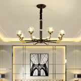 Modern Black-Gold Crystal Ball Chandelier With 6/8/12 Hanging Heads