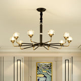 Modern Black-Gold Crystal Ball Chandelier With 6/8/12 Hanging Heads 10 /