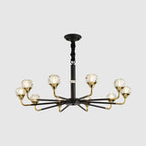 Modern Black-Gold Crystal Ball Chandelier With 6/8/12 Hanging Heads