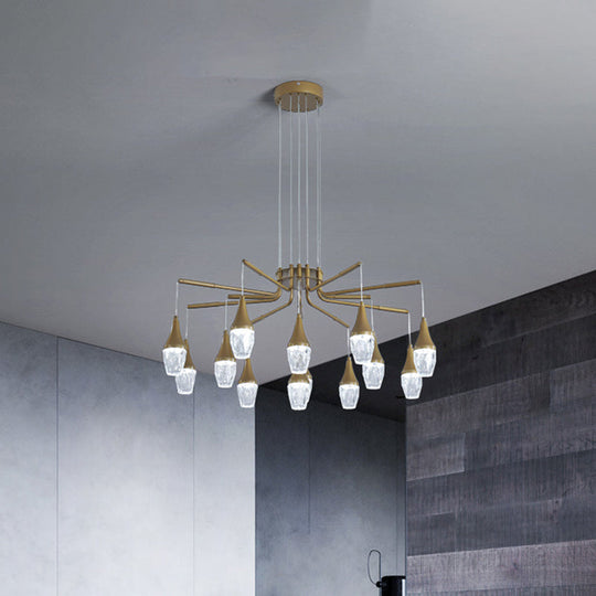 Led Crystal Raindrop Chandelier - Postmodern Burst Design Gold 7/13/16