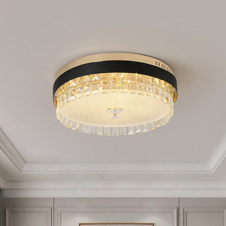 Modern Crystal Gold Led Flush Mount Ceiling Light For Drum Bedroom