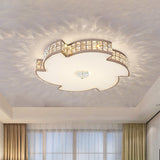 Modern Champagne Led Ceiling Light With Square - Cut Crystals 16.5’/21.5’ Width