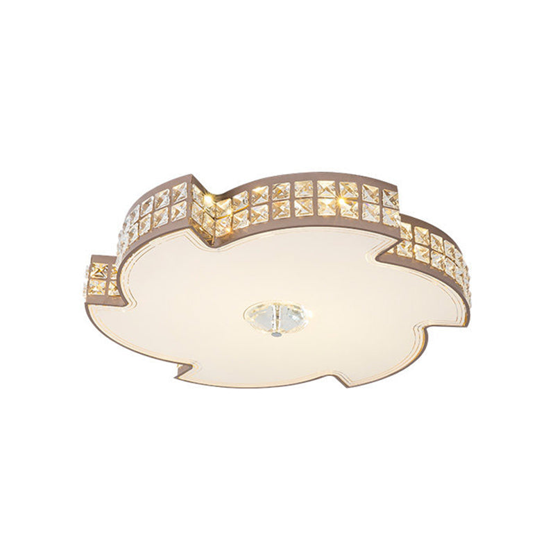 Modern Champagne Led Ceiling Light With Square - Cut Crystals 16.5’/21.5’ Width