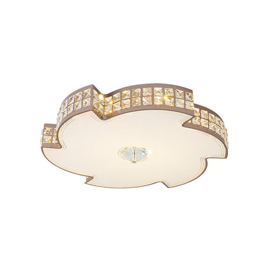 Modern Champagne Led Ceiling Light With Square-Cut Crystals 16.5/21.5 Width
