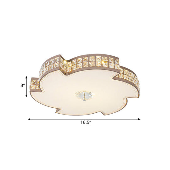 Modern Champagne Led Ceiling Light With Square - Cut Crystals 16.5’/21.5’ Width