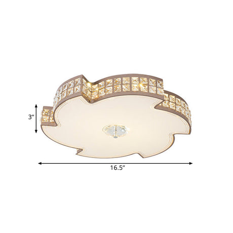 Modern Champagne Led Ceiling Light With Square-Cut Crystals 16.5/21.5 Width