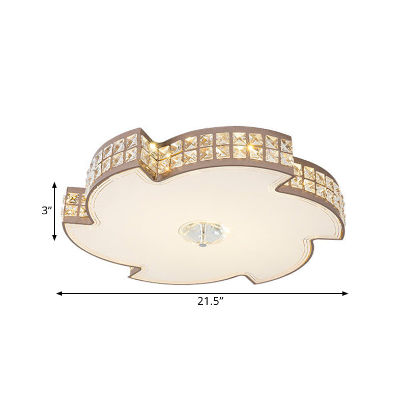 Modern Champagne Led Ceiling Light With Square-Cut Crystals 16.5/21.5 Width