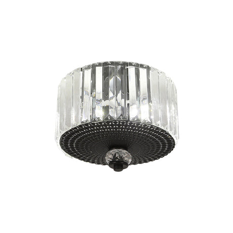 Modern Black Flush Mount Ceiling Light With Dual Heads Clear Crystal Shades For Corridors