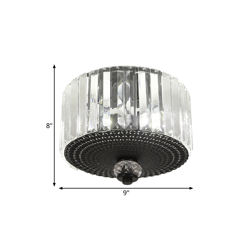 Modern Black Flush Mount Ceiling Light With Dual Heads Clear Crystal Shades For Corridors
