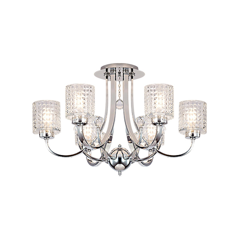 Modern Swirling Arm Chrome Ceiling Fixture With Crystal Shades (3/4/6 Bulbs)