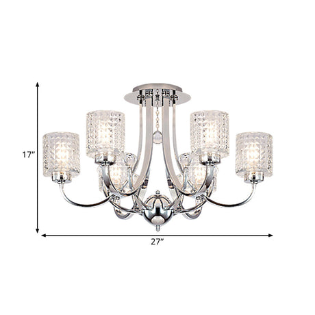Modern Swirling Arm Chrome Ceiling Fixture With Crystal Shades (3/4/6 Bulbs)