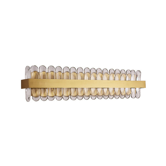 Contemporary Gold Led Bathroom Wall Sconce With Clear Oval-Cut Crystals
