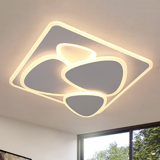 Modern Grey Flush Mount Led Ceiling Light With Overlapping Design In White/Warm - 19.5’/38’ Wide