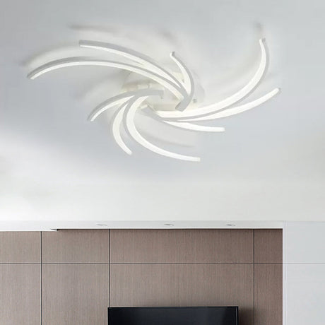 Modern Swirl Flush Mount Lamp - Acrylic Ceiling Fixture With 3/4/5 Lights For White Bedroom