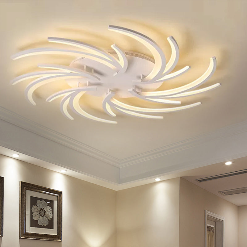 Modern Swirl Flush Mount Lamp - Acrylic Ceiling Fixture With 3/4/5 Lights For White Bedroom