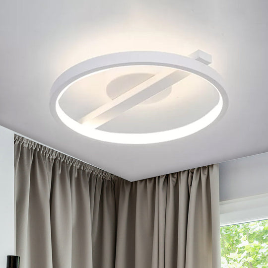 Modern Acrylic Ring Flush Mount Ceiling Light In Black/White/Blue For Living Room - Warm/White