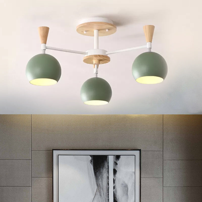 Macaron 3/6/8 - Light Acrylic Dome Ceiling Lamp - Pink/Yellow/Blue Semi Flush Pendant