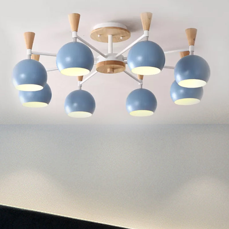 Macaron 3/6/8 - Light Acrylic Dome Ceiling Lamp - Pink/Yellow/Blue Semi Flush Pendant