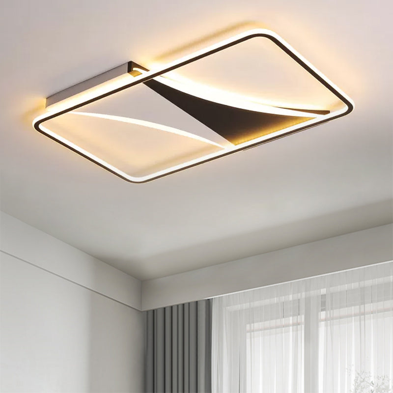 Modern Acrylic Flush Light For Bedroom - Square/Rectangular Ceiling Lighting In Black/White