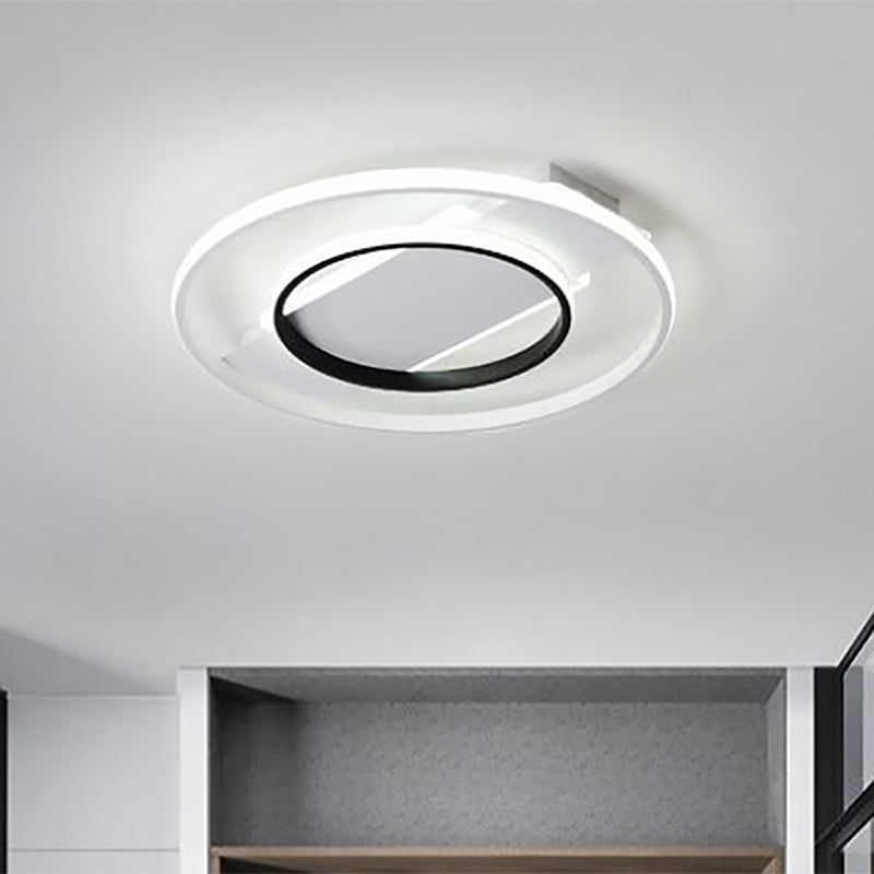 16’/19.5’/23.5’ Acrylic Ring Flush Ceiling Light - 2 Heads Black & White Bedroom (Warm/White)