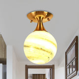 White-Yellow/Gray-Blue/Smoke Gray Glass Orb Shade Semi Mount Lighting - Nordic Style 1 Bulb Ceiling