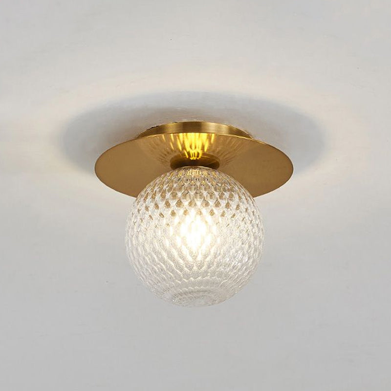 Modern Glass Orbit Ceiling Light Kitchen Flushmount Lamp - Clear/Light - Brown/Cream Single