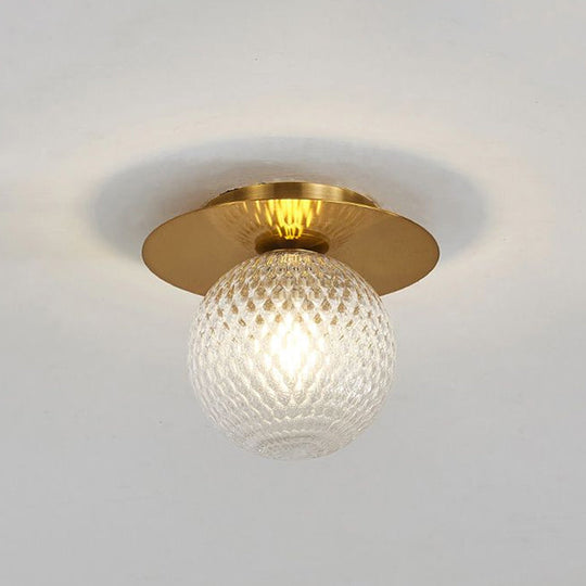 Modern Glass Orbit Ceiling Light Kitchen Flushmount Lamp - Clear/Light - Brown/Cream Single