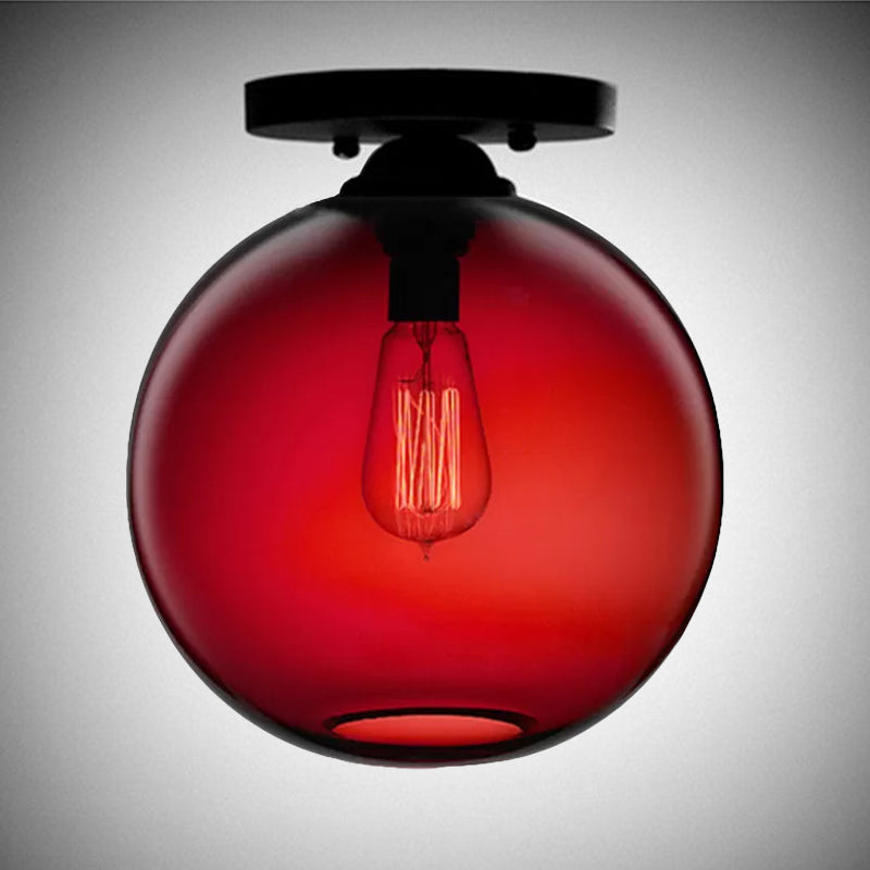 Contemporary Glass Orbit Ceiling Light Fixture - Red/Sky Blue/Amber/Dark Smoke/Coffee 1 Head Indoor