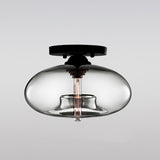 Modernist Glass Flush Ceiling Light Fixture - Oblong Shape 1 Sky Blue/Amber/Smoke Gray/Coffee 11