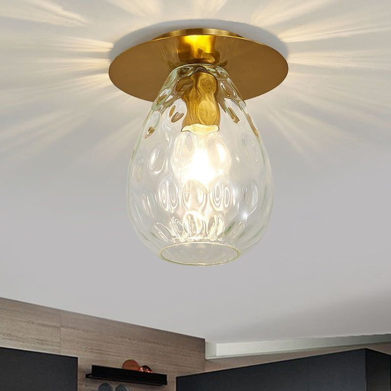 Clear Glass Pear - Shaped Dimple Flush Mount Lamp For Nordic Living Room