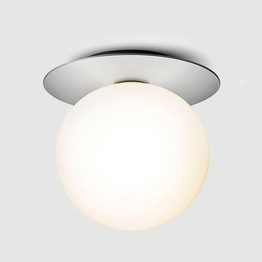 Modern Silver/Gold Finish Orbit Flush Mount Ceiling Light With White/Clear Glass Shade