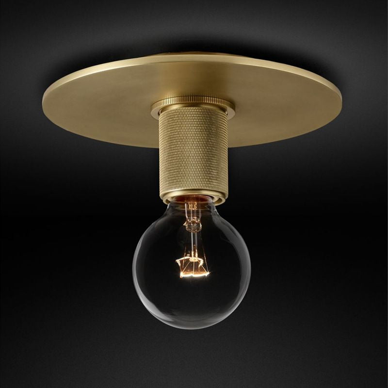 Modern Glass Flush Pendant Ceiling Light In Brass For Balcony - Globe Cone Cylinder Trumpet Shapes