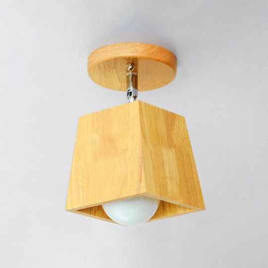Modern Wooden Square/Trumpet/Pineapple Semi - Flush Ceiling Light - 1 Indoor Mount
