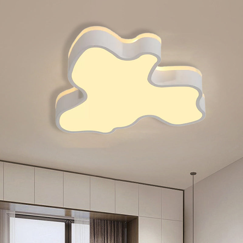 Abstract Flush Light - 16/19.5/23.5 Width Black/White Shade Led Contemporary Mount In Warm/White