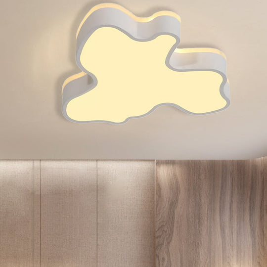 Abstract Flush Light - 16/19.5/23.5 Width Black/White Shade Led Contemporary Mount In Warm/White