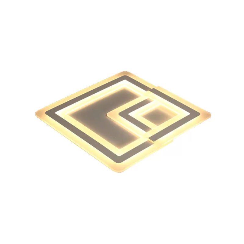 Nordic Square Led Flush Mount Lamp - Multiple Sizes Metal & Acrylic White Ceiling Light In