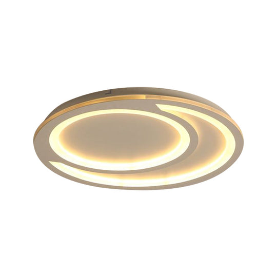 Modern White Ripple Flushmount Led Light Simple Metal Design 16/19.5/23.5 Wide