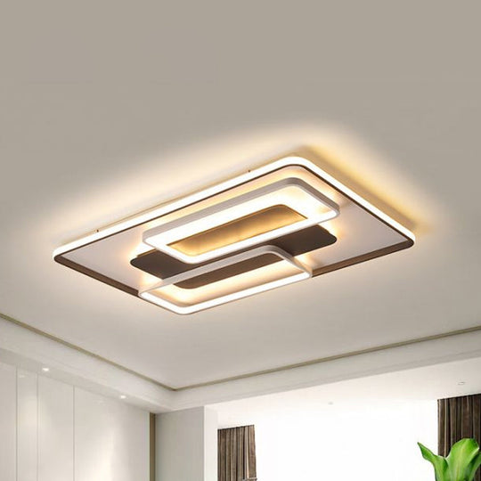 Modern Black And White Geometric Led Flushmount Living Room Light - Warm/White Multiple Sizes