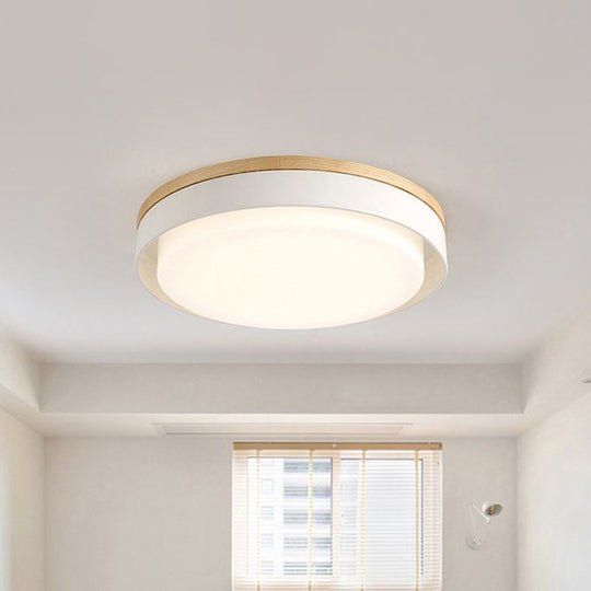 Nordic Macaron Metal Led Ceiling Flushmount - Blue/White/Yellow Acrylic Shade 12/18.5 Wide