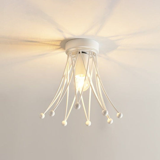 Modern Metallic Crown Flush Mount Ceiling Light For Kids | 1 - Light Black/Gold/White