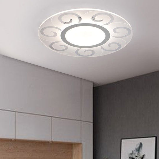 Modern Acrylic Led Flushmount Ceiling Light For Living Room - Ultra Thin Design In Multiple Widths
