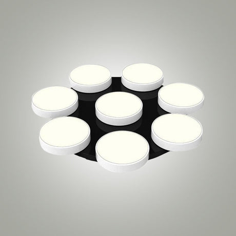 Modern Drum Flush Mount Light With Multiple Heads In Black/White For Study Room