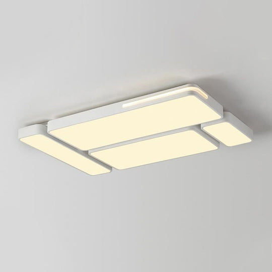 Sleek Rectangular Led Ceiling Light - Acrylic Slim Design In Black/White Ideal For Study Room