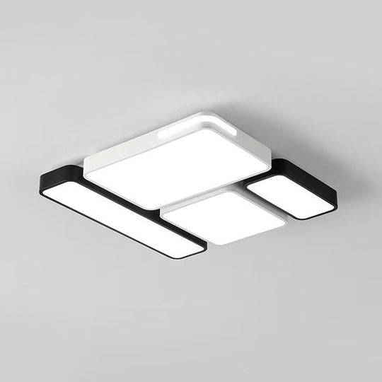 Sleek Rectangular Led Ceiling Light - Acrylic Slim Design In Black/White Ideal For Study Room