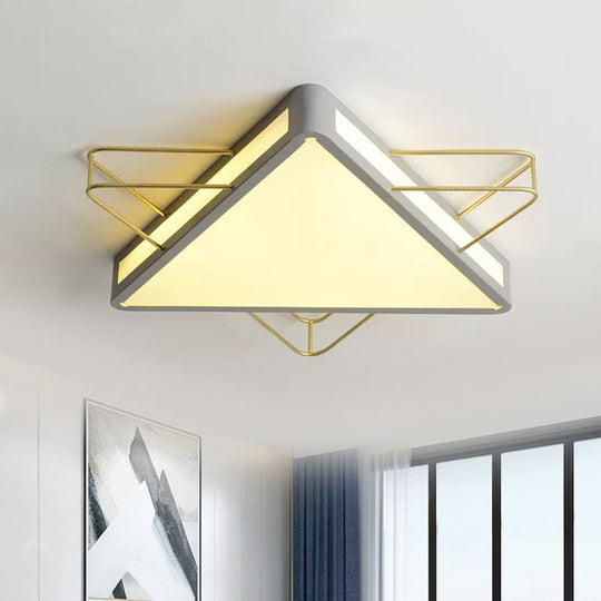 Nordic Metal Black/Grey Flush Mount Light With Acrylic Diffuser – Star/Triangle Design
