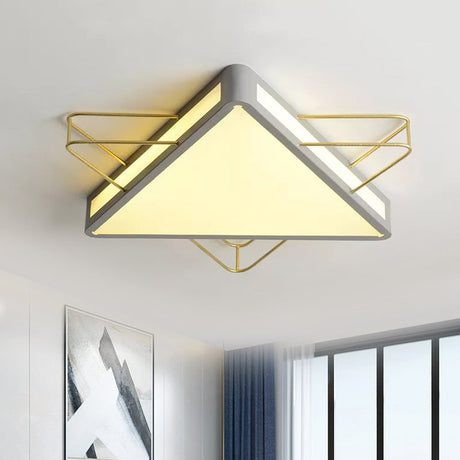 Nordic Metal Black/Grey Flush Mount Light With Acrylic Diffuser Star/Triangle Design